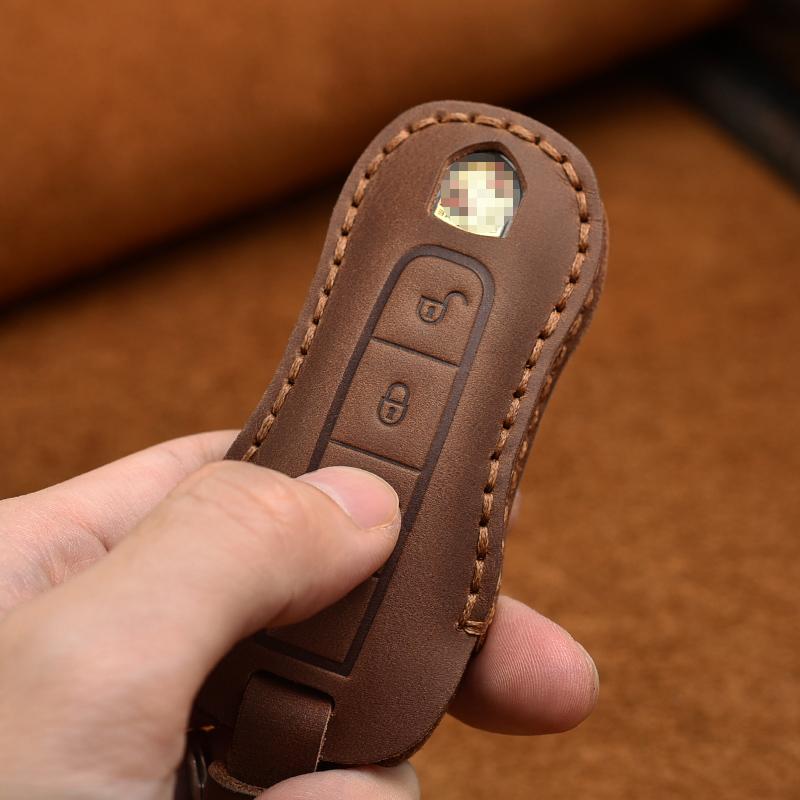 Echtes Leder Schutzhülle für Porsche 718 Cayenne Panamera 911 Macan Schlüsselanhänger Abdeckung Fob