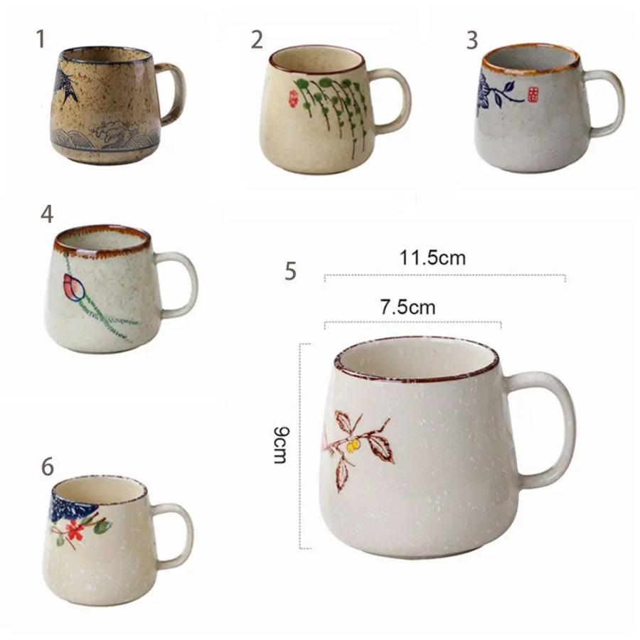 Retro Nordic Ceramic Cup Creative Underglaze Color Home Large Capacity Mug Office Coffee Cup Milk Cup Handmade Decorative Crafts