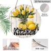 2D Flat Aluminum Wall Art with Lemon and Tulip Design 7.87 Inches X 7.87 Inches Rustic Style Perfect for Gardens, Farmhouses, Bars, Cafes, Parties