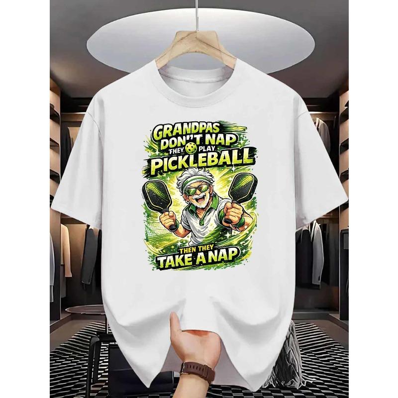 

Pickleball Grandpa Men S T-Shirt Funny Grandfather Pickleball Player Print Pattern Pure Premium Print Durable Casual Fashion 4XL