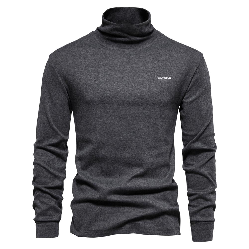 AIOPESON Men Turtleneck T-shirt 2022 Autumn Winter Casual Solid Long Sleeve Bottoming Shirt for Men Slim Basic Underwear Shirts Man Pullover Tops