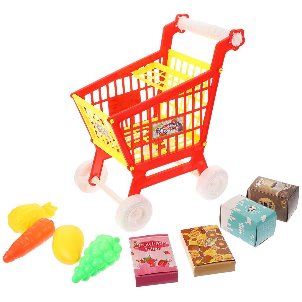 Play House Toy Puzzle Early Education Abs Child Supermarket Trolley Imitated Shopping Cart Plaything Small Compact Fake