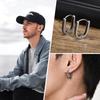 U-shaped Viking Rune Hoop Earrings for Men Stainless steel Gothic Norse Vintage Amulet Huggie Earring Punk Gift for Male friends