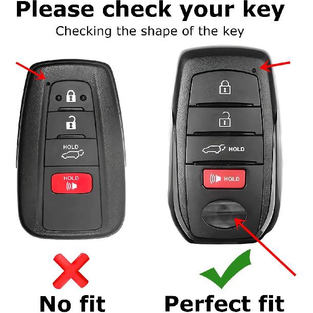 2-Pack For Toyota Key Fob Cover With Keychain Key Case Fits -2025 Grand Highlander Camry RAV4 Prime Land Cruiser Corolla Cross Tundra Tacoma Sequoia