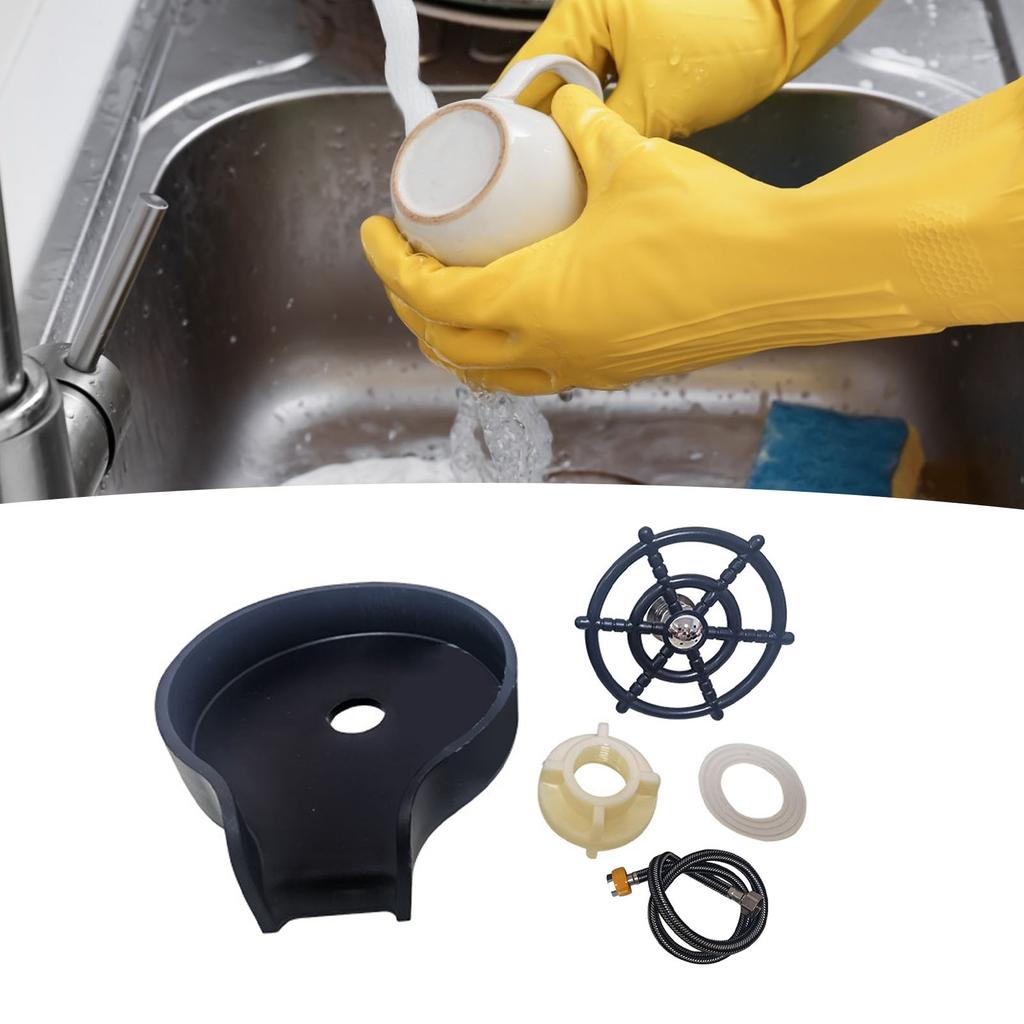 High Pressure Cup Washers Stainless Steel Automatic Sink Cup Rinser for Home Kitchen Black