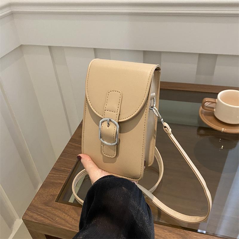 Women's Solid Color Shoulder Messenger Bag 2025 Summer New Versatile Ins Small Square Bag Mobile Phone Bag