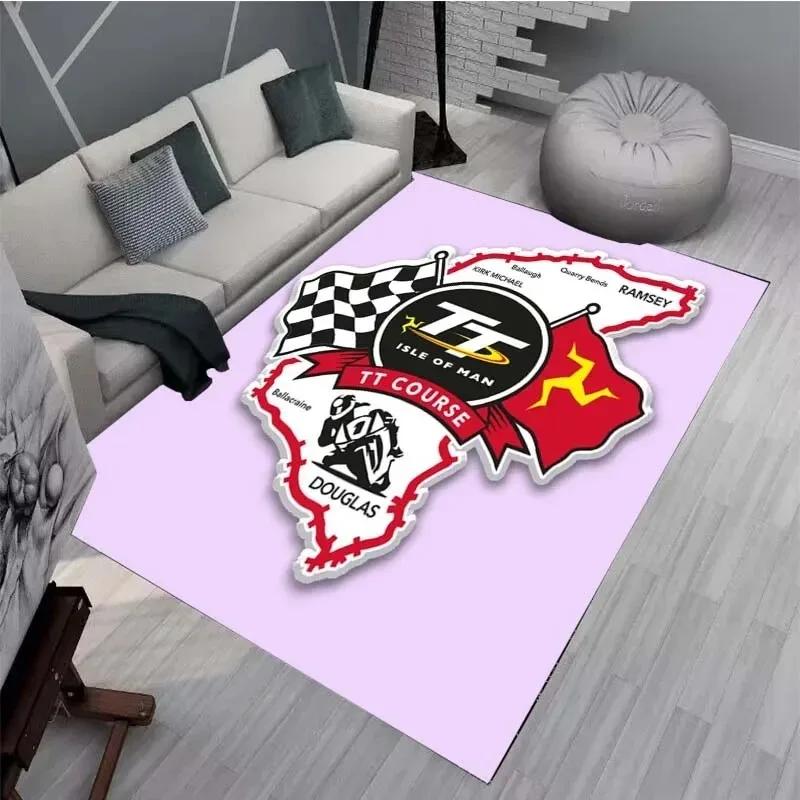 Isle of Man TT Teppiche und Läufer Motorradwettbewerb Teppich Wohnzimmer Schlafzimmer Dekoration Große Fläche Weicher Teppich Kinderzimmer Teppich