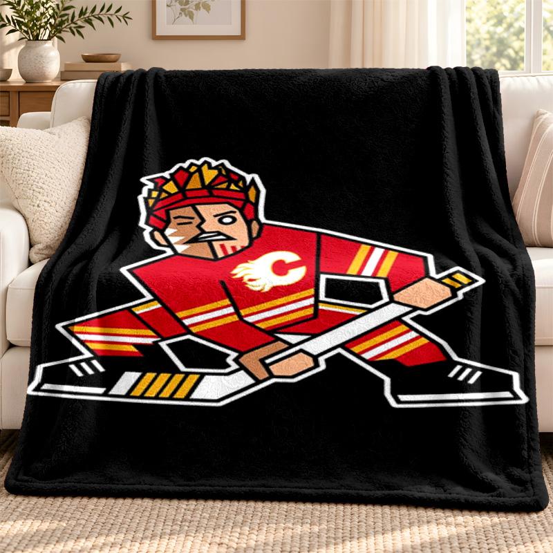 Calgary Flames Blanket Flannel Blanket Soft Cozy Plush Throw for Sofa Bed Lightweight Home Decoration Outdoor Camping