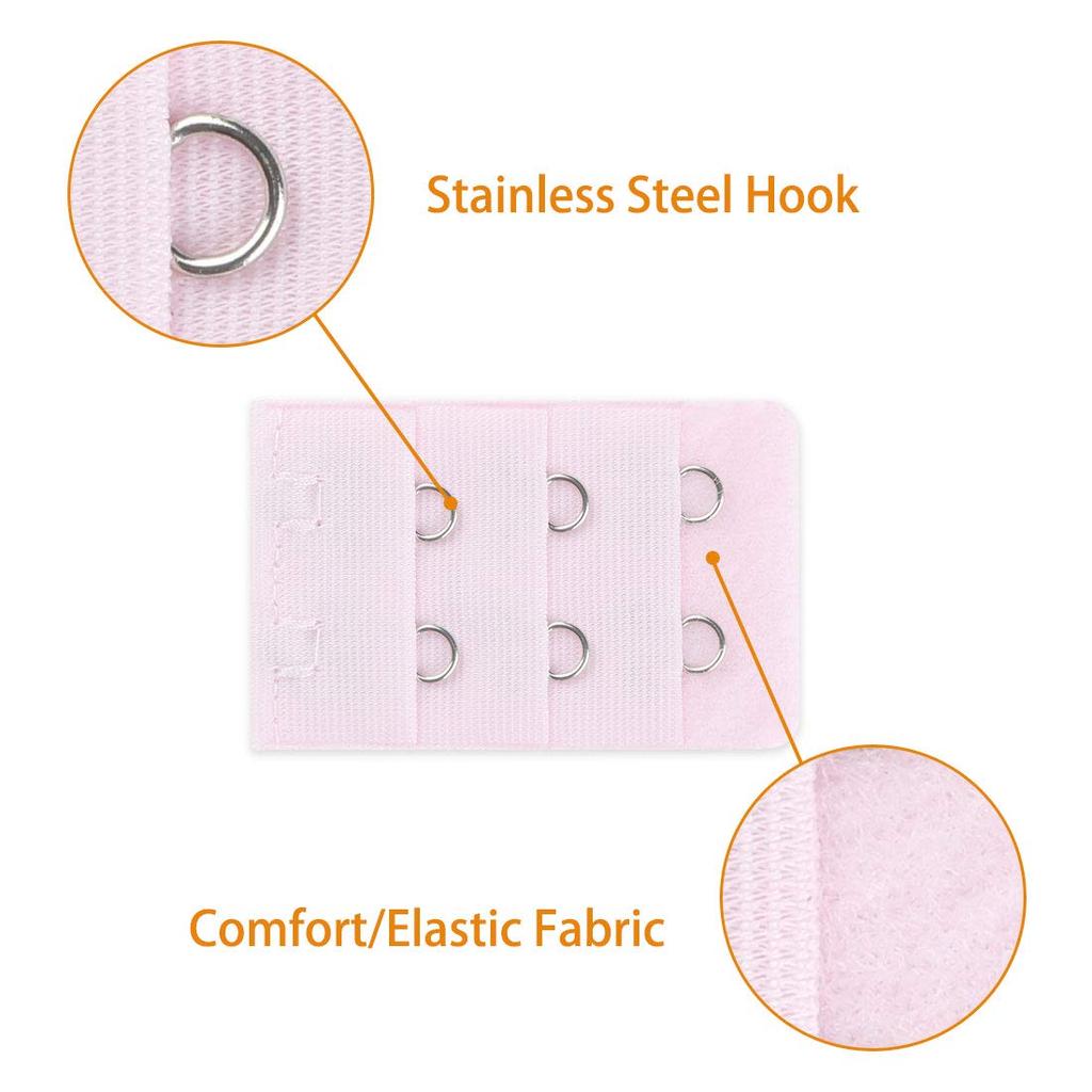 Uxcell Bra Adjustment Light 3 2 2 Pieces Women's Extender, 3-Row, 2-Hook Hooks, Pink-1, Rows, Hooks,