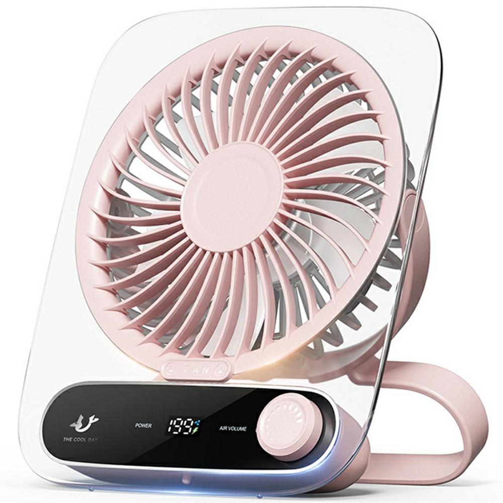 

Portable Desk Fan Ultra Thin Rechargeable 3000mAh Handheld Wall Mountable Fan 199 Speed Settings Pink