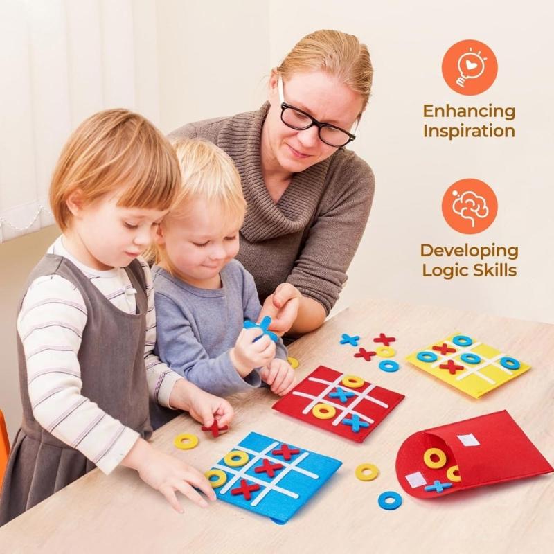 TicTacToe Toy Chessboard Game Toy For Children Cognitive Skill Building Interactive Logical Learning Strategy Toy