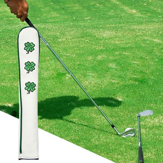 Golf Indicator Rod Holder 3D Embroidery Four-leaf Clover PatternTraining Aid Golf Alignment Stick Cover Golf Supplies