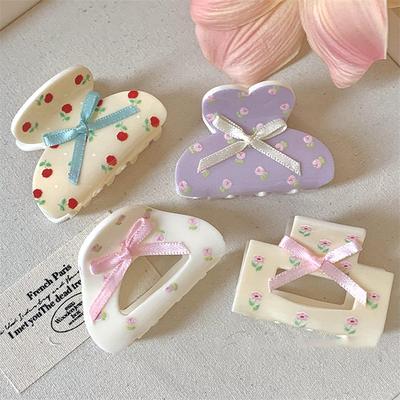 Sweet Cute Small Hair Claw Bow Floral Butterfly Cat Acetate Hair Clip Hair Accessories For Women Girls Elegant Shark Clips