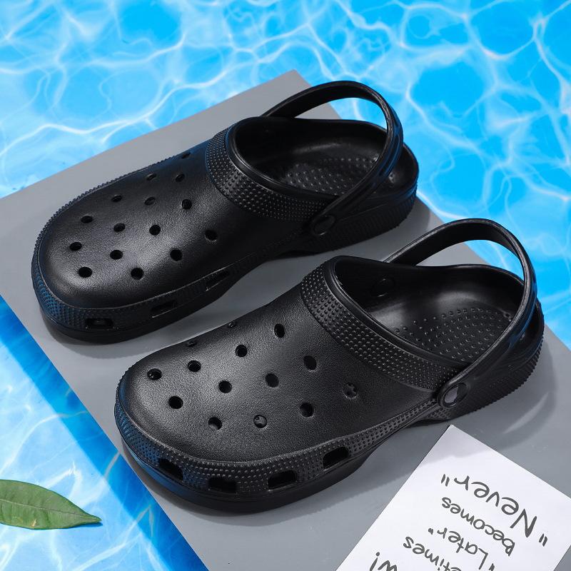 

Очень большой размер мужские сандалии сумка голова отверстие обувь для вождения крутые тапочки для ходьбы по воде нескользящие пляжные туфли 45 чёрный