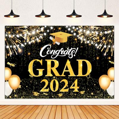 2024 Happy Graduation Backdrop for Photo Congrats Grad Prom Party Congratulations Graduates Photography Background Decor