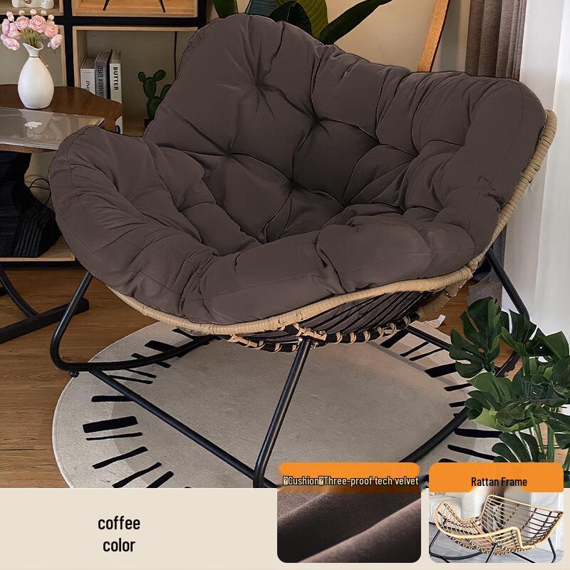 Wrought Iron Reclining Rattan Rocking Chair
