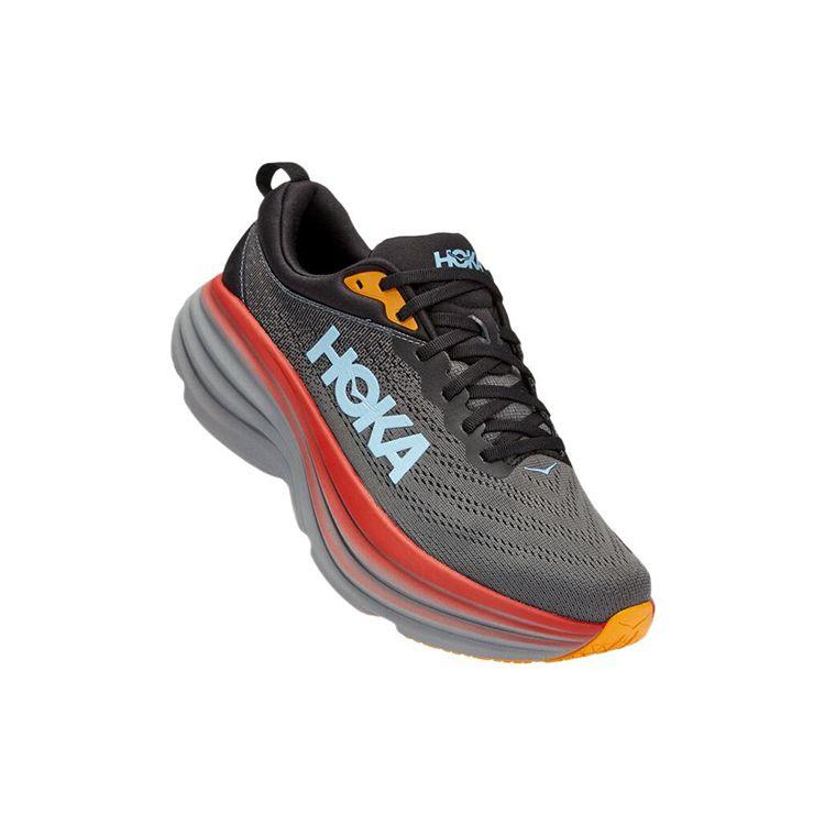 Baskets HOKA Bondi 8 Anthracite Bleu Rouge Homme Gris Castlerock 1123202-ACTL