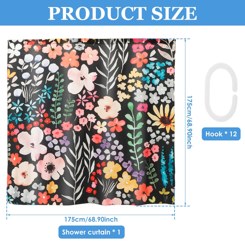 Bathroom Shower Curtains Waterproof Thickening Bath Curtain Floral Flower Shower Curtain Colorful for Bathroom Home Apartment