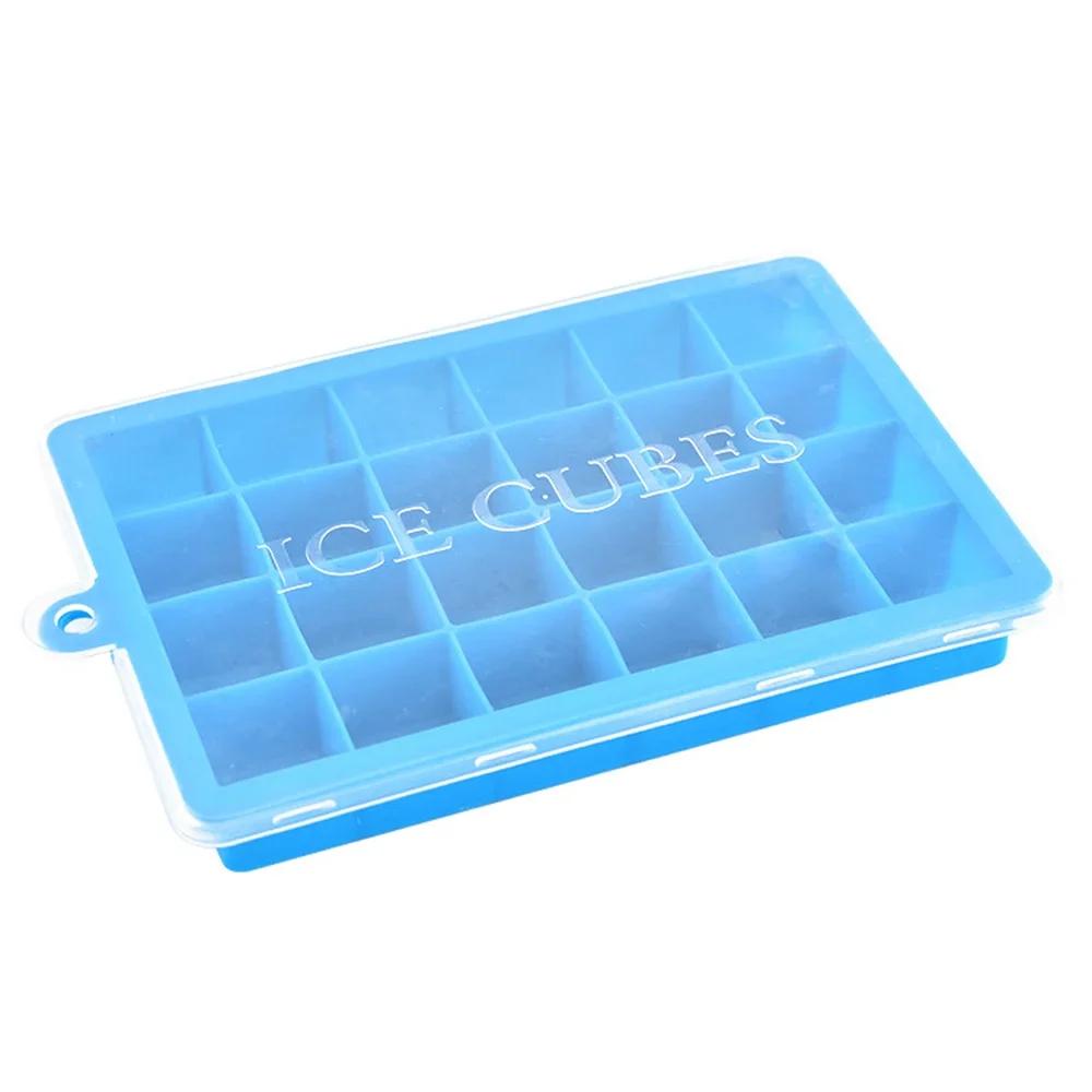 Square Shape Ice Cube Maker, Fruit Popsicle, Ice Cream Mold for Wine Bar Drinking, 24 Grids Silicone Ice Cube Tray Molds