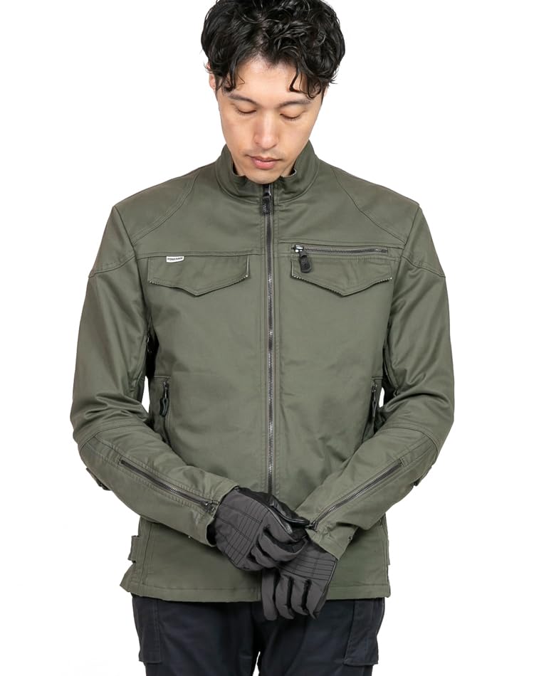 Powerage Cotton Riders Jacket PJ-24102 (XXL, Olive)