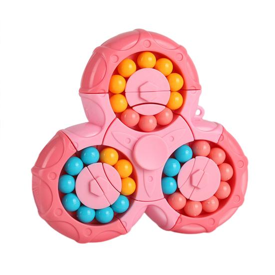 Colorful Bean Fidget Spinner Toy 2-In-1 Rotating Bean Cube Gyro Stress Anxiety Relief Fingertip Spinning Sensory Toy Kids Adults Party Favors