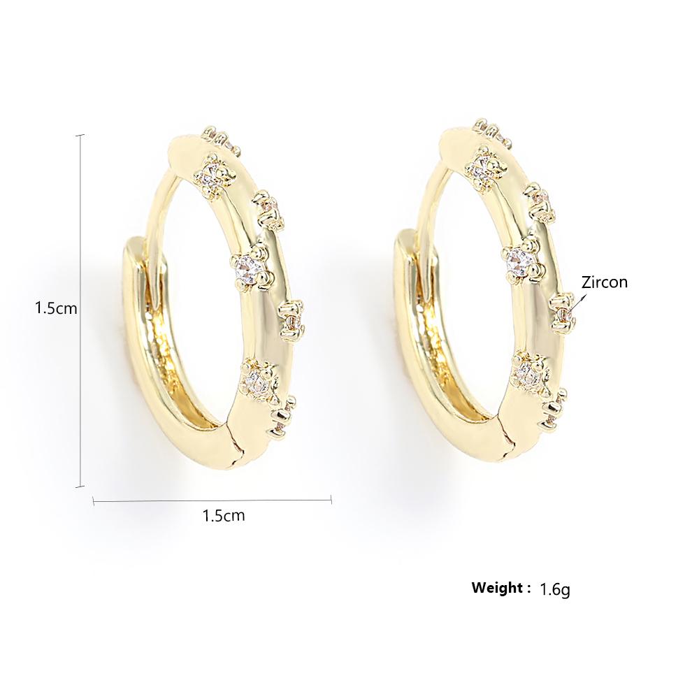 Moda Coreana Semplici Orecchini a Cerchio Piccoli Color Oro Zirconia Cubica AAA Accessori da Festa per Donne