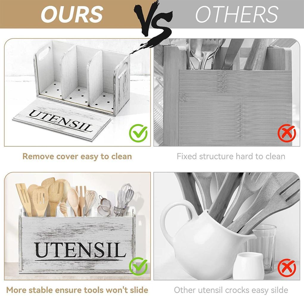 Cutlery Organizer Wooden ForUtensil Holder Kitchen Kitchen ForUtensil Holder Holder Wooden Table