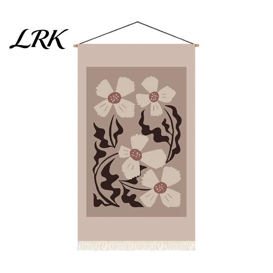 Unique Pattern Tapestry Mid-Century Tapestry, Wall Hanging Fabric Animals Flowers Plants Designs, Abstract Stylish Home Accent with Fringe for Living Small G