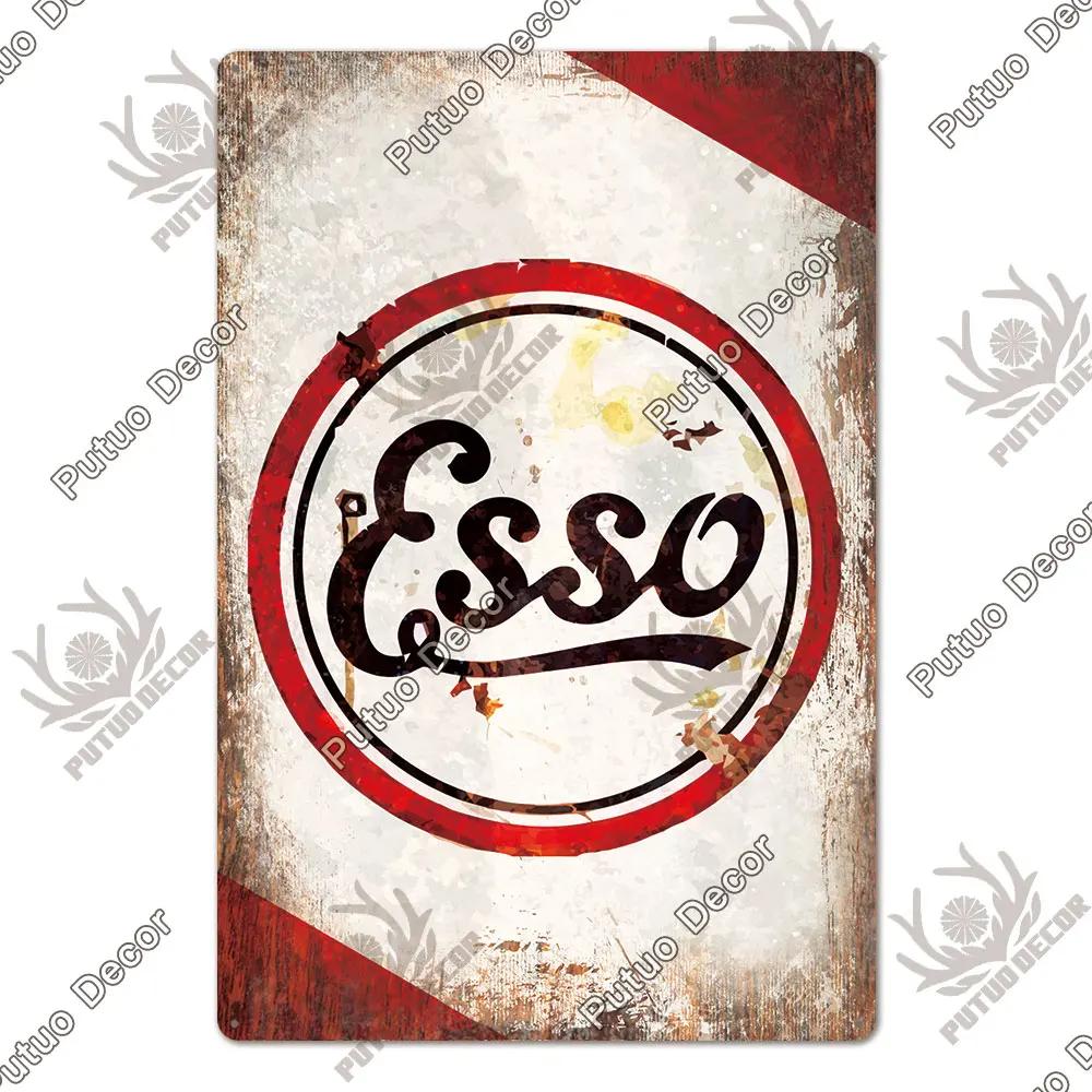 Putuo Decor Gas Oil Garage Vintage Metal Signs Tin Sign Retro Garage Decor Bar Pub Garage Gas Station Decorative Iron Plates