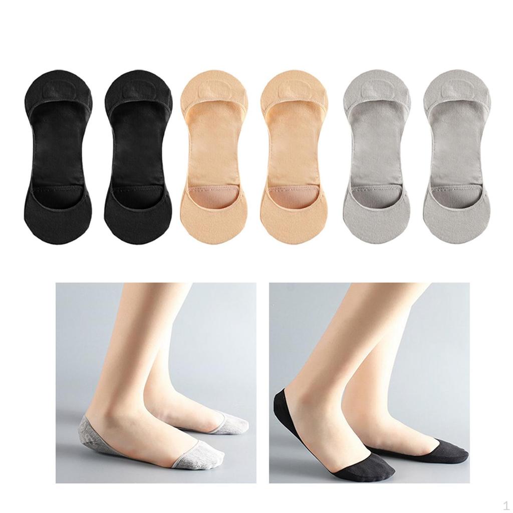 3 Pair Fashion Non Plain Flats Boat Socks