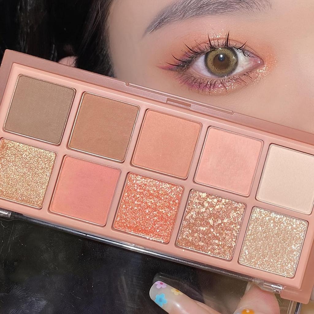 10-Color Smoky Eye Shadow Palette Long-Lasting Matte & Shimmery Finish Black Brown Coral Pink Earth Tones for Face Contouring and Everyday Makeup Look