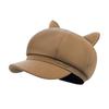 Katzenohren Buchstaben Achteckige Mütze Damen Herbst und Winter Japanische Retro Gesicht Zeigende Schiebermütze Niedliches Enten-Barett