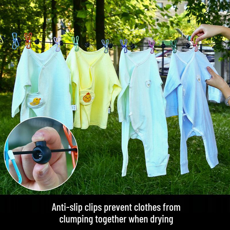 Durable No-Drill Windproof Clothesline for Indoor/Outdoor Use - Non-Slip Drying Rope for Travel, Dorms, and Quilt Drying.
