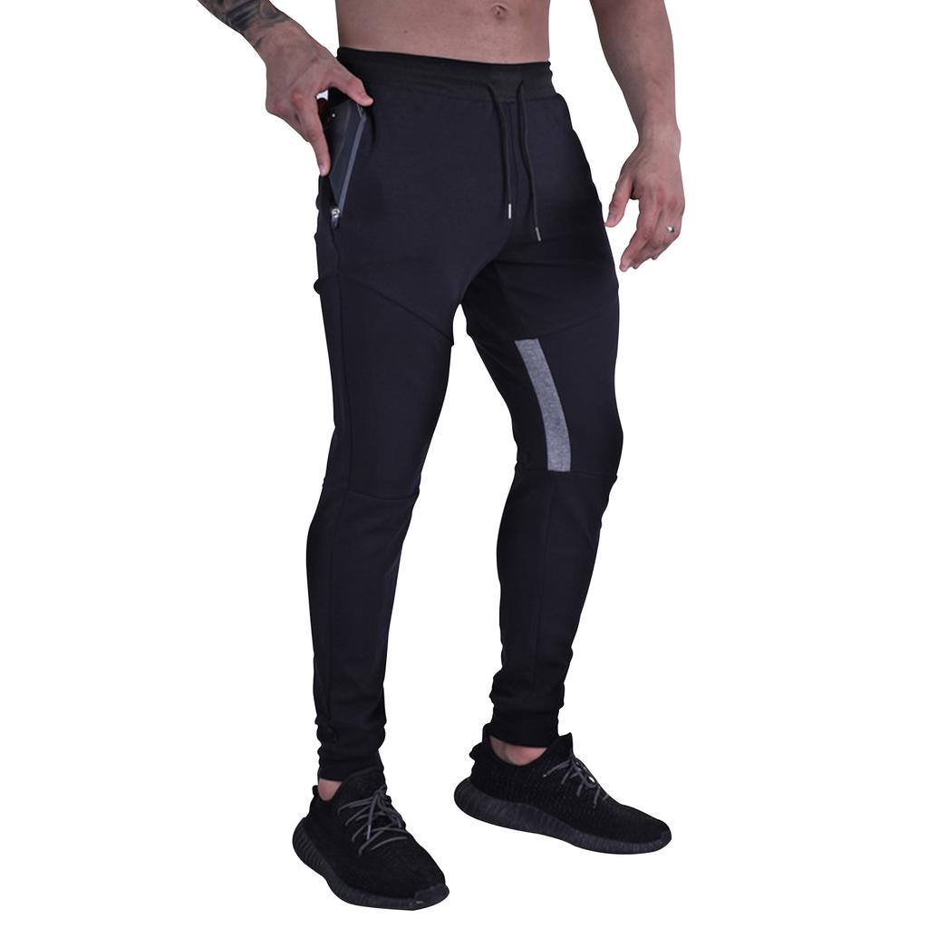Men's Joggers Workout Pants Casual Slim Fit Tapered Pant Gym Athletic Running Sweatpants With Zippers Pockets