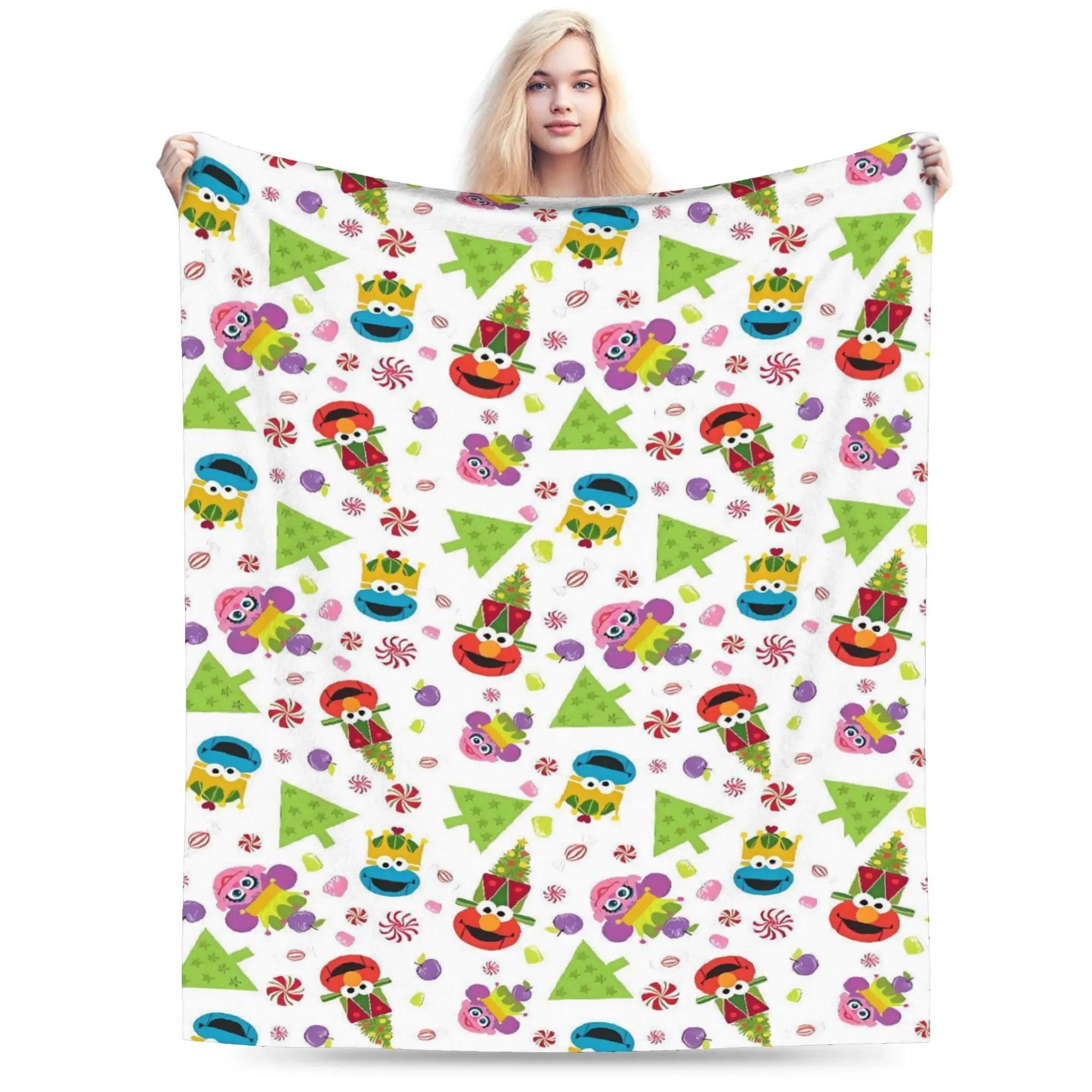 

Sesames Streets Flannel Blankets Winter Warm Soft Bedding Throws for Girls Boys Outdoor Aesthetic Bedspread Sofa Bed Cover 70x100cm білий