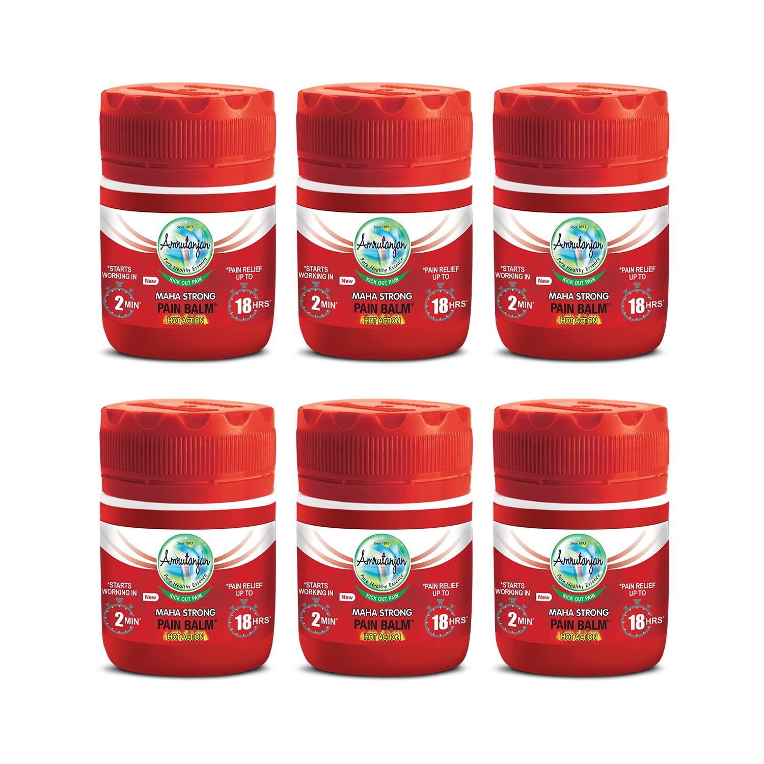 

Amrutanjan Новый Маха Сильный Обезболивающий Бальзам 8 мл Упаковка из 6 штук | Бальзам без отдушек для дискомфорта при головной боли, боли в шее, спине и плече с формулой горячего действия