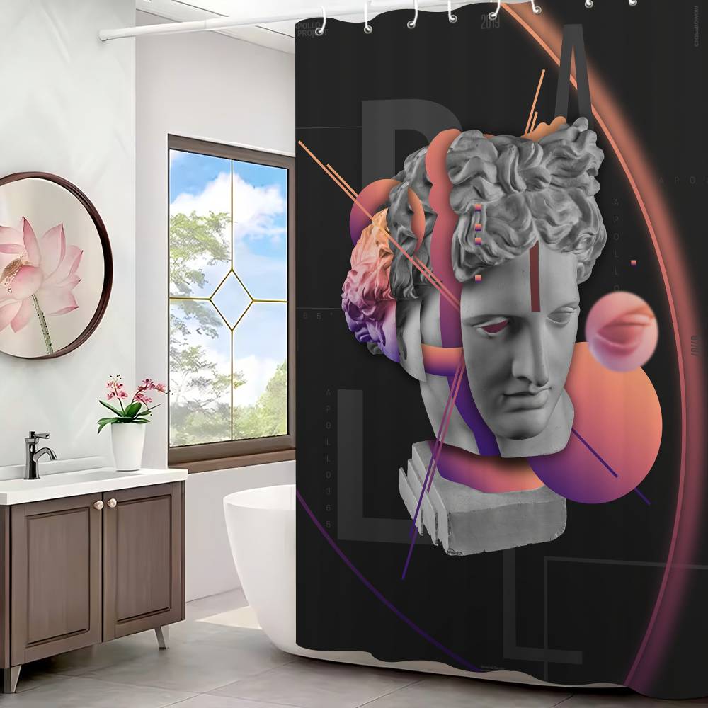 

Statue David Graphic Designer Polyester Shower Curtain Waterproof Rust Resistant Grommet Easy Care Wipe Clean Durable 150x180 cm