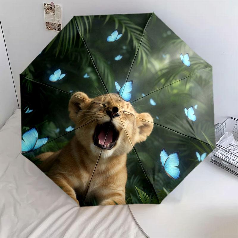 Animalsthatyawn Pattern Pattern New Style Umbrella, 1 Piece Automatic Folding Umbrella, Portable Travel Umbrella, Outdoor Umbrella, Birthday Gift