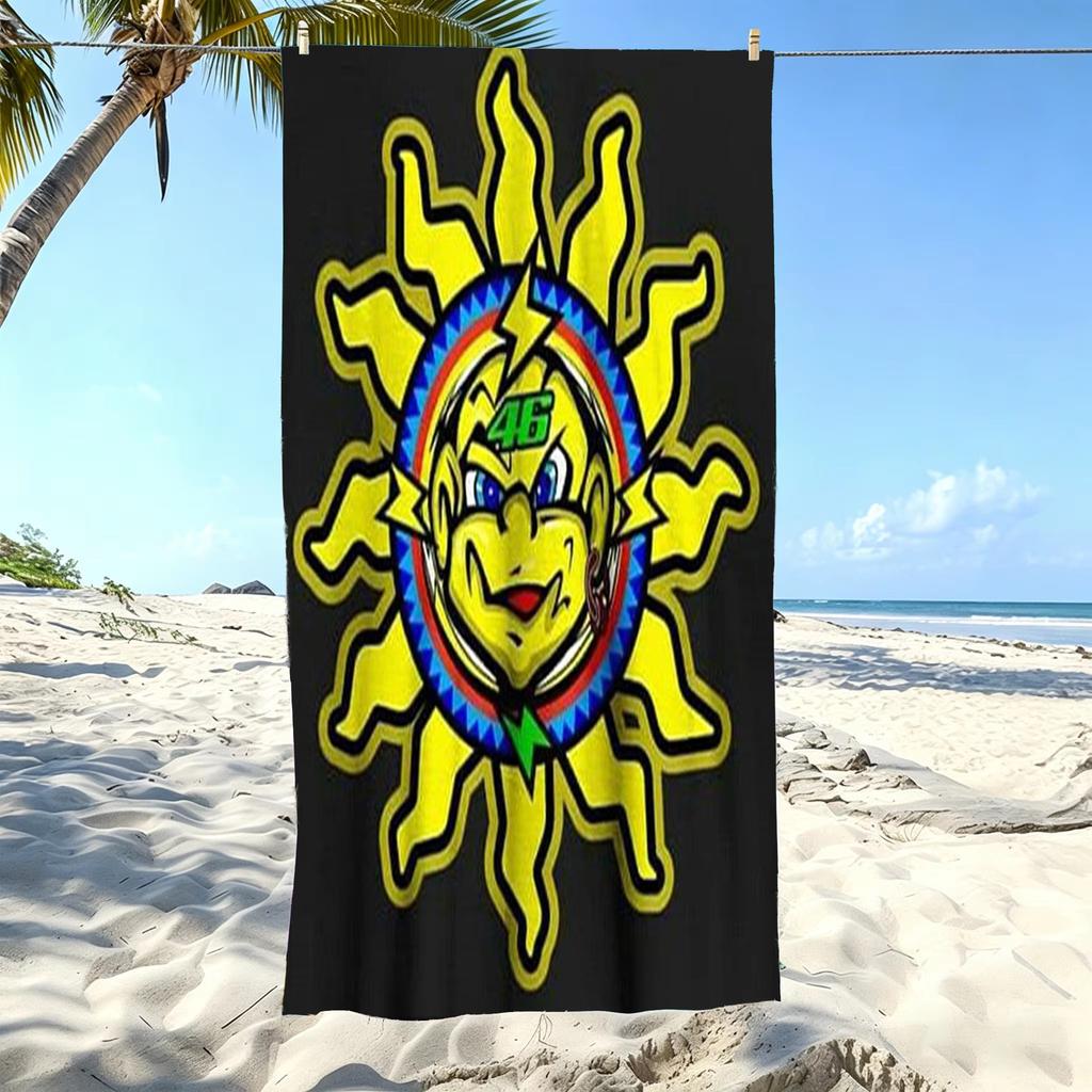 MotoGP Logo Strandtuch Mikrofaser V-Valentino R-Rossi VR46 #46 Weich Schnelltrocknend Badetuch für Fans Schwimmen Outdoor