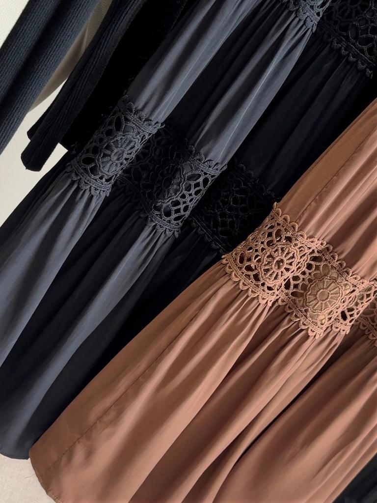 Women's High-Waisted Crochet A-Line Layered Skirt - 2026 Spring/Summer Collection