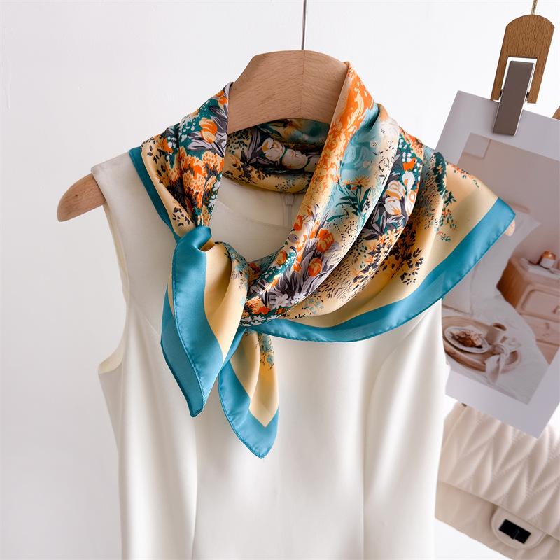 New Soft Satin Print Square Scarf Women Neckerchief Spring Hair Band Foulard Bandana Echarpe Tie Shawl Wraps