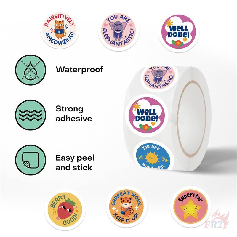 500Pcs/Roll Well Done Teacher Encouragement Kids Rewards Stickers - DIY Scrapbooks Album Decor Sealing Label Decals