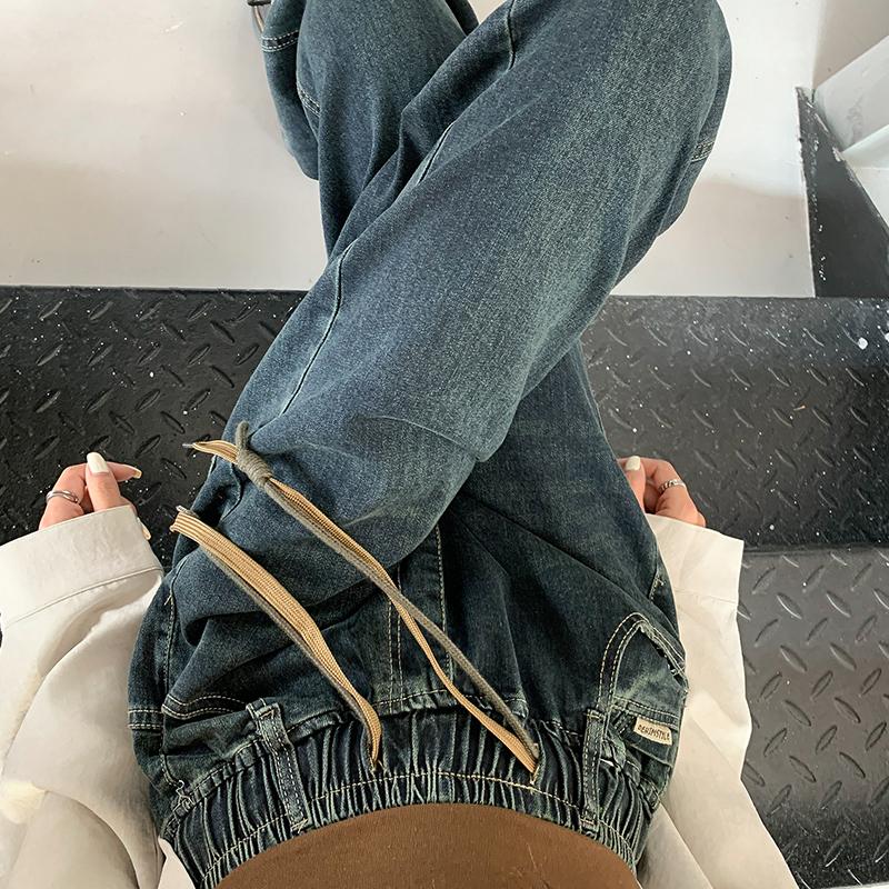 DIMANAF 2024 Autumn Women Jeans Pants Belt High Waist Elastic Buttons Basic Trousers Long Pants