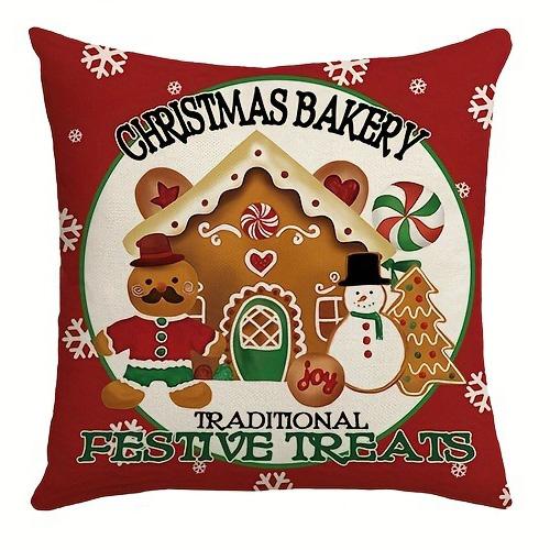 Festive Gingerbread & Hot Cocoa Christmas Pillow Covers: Baked for Yuletide Cheer! Sofas, Bedroom Pillow Covers, Holiday Gifts