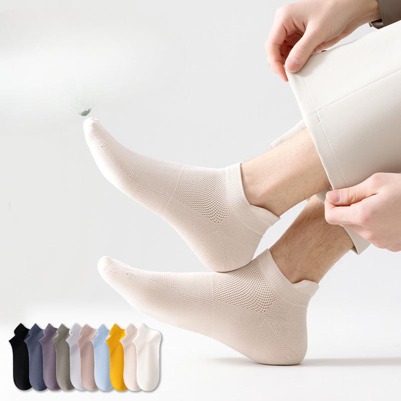Men's Spring and Summer Thin Ear Lifting Sports Antibacterial Deodorant Sweat Absorber Cotton Mesh Boneless Socks