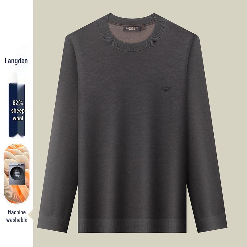 Langdeng Men's Business Casual Warm Round Neck Pullover Sweater