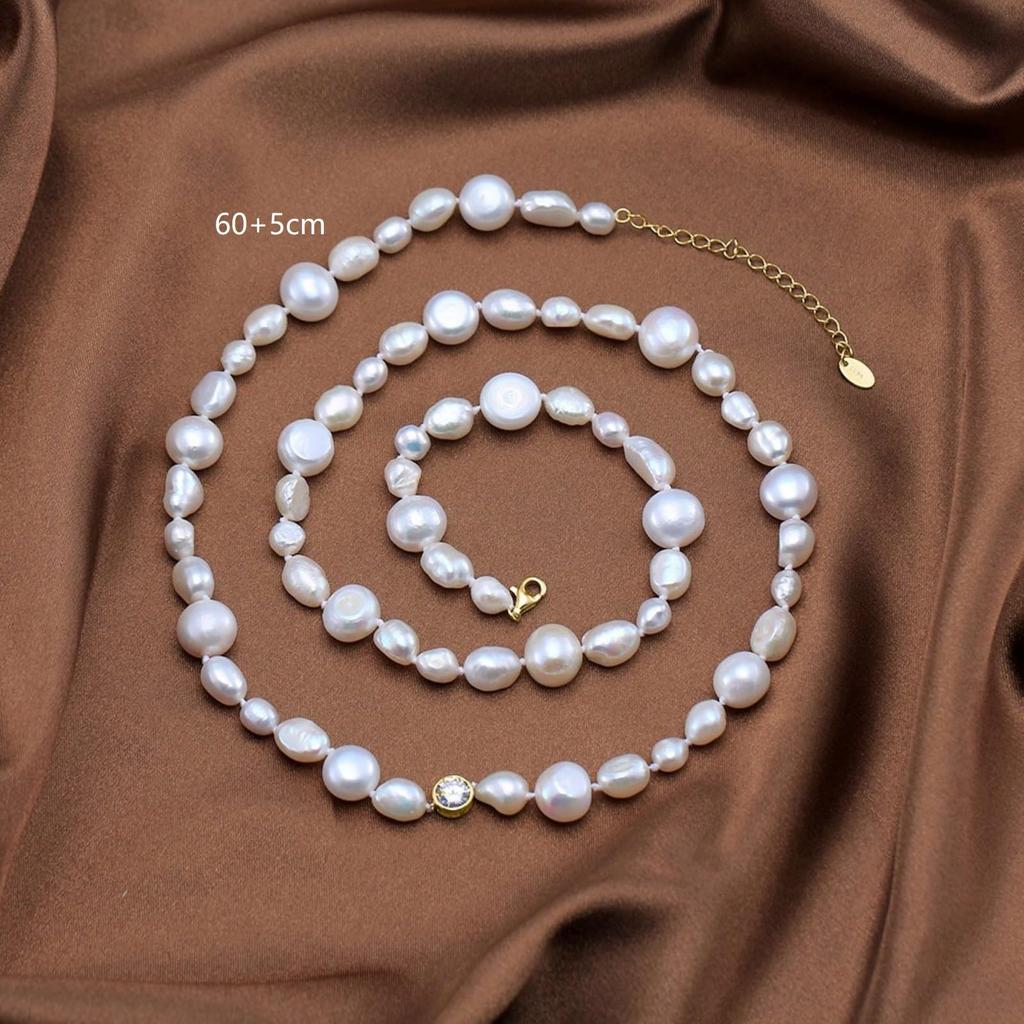 [HeyMeili] Baroque Pearl Necklace, Sterling Silver 925, Stylish, Natural Freshwater Pearl, June Birthstone, Popular, Elegant, Women's Gift, 5.5-7mm