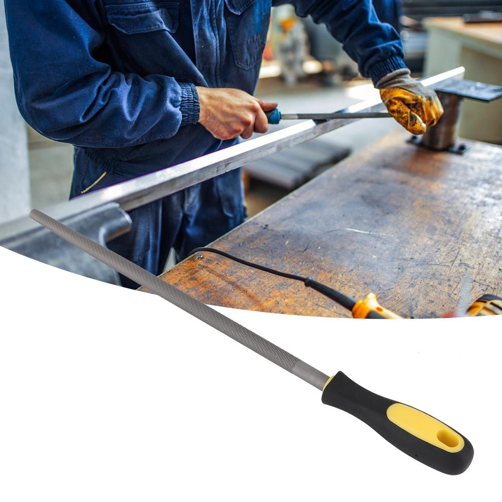12in Round Mill Steel File Rasp with Handle Sharpening Shaping Tool for Metal ProjectsCoarse Teeth File