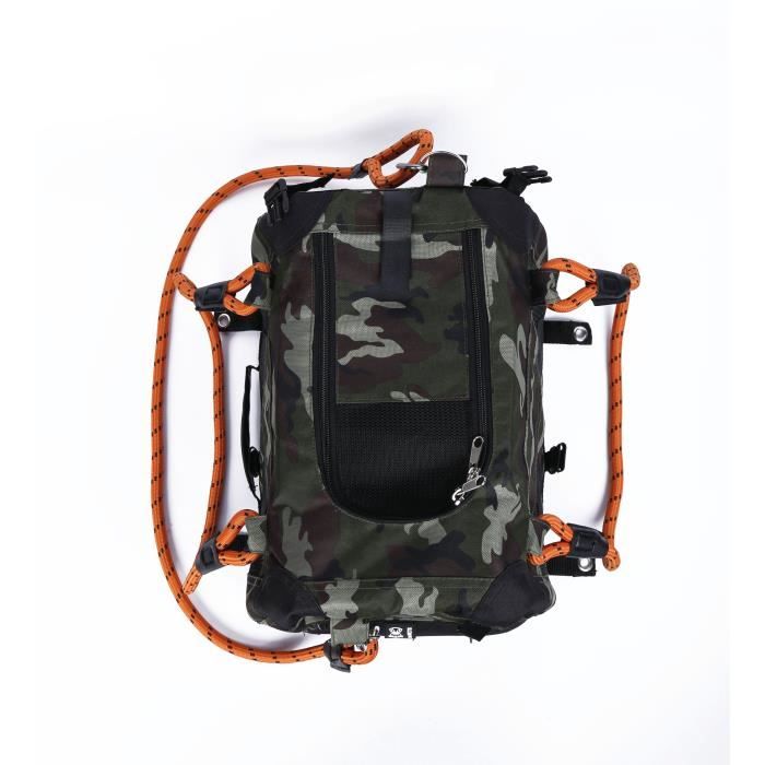 Sac de transport - M PETS - REMIX 2 en 1 Camouflage &amp; Orange - 41 x 28 x 28 cm - Pliable - Léger - Ceinture baudrier