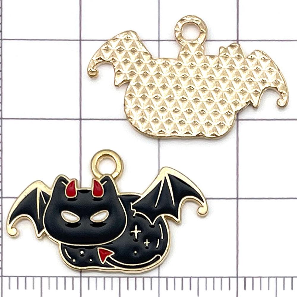 8-Piece Black Oil Drip Alloy Halloween Cartoon Cat Charms for DIY Jewelry